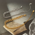 Curb Link Double Seed Bead Layer Bracelet Gold Steel view 4