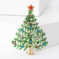 Green Enamel Christmas Tree Brooch With Multicolor Ornaments view 6