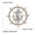 Crystal Ship Wheel Brooch in Silver and Gold Tones view 7