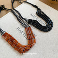 Black Cord Necklace With Layered Tube Beads Pendant Jewelry view 4
