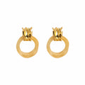 Cream Marble Acrylic Ring Stud Earrings Gold Metal Wrap view 5