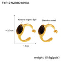 Tiger Eye C-Hoop Earrings And Open Bypass Stone Rings view 8