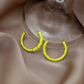 Bamboo Segment C-Shape Enamel Hoop Stud Earrings Six Colors view 2