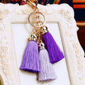 Triple Silk Tassel Keychains in Gradient and Faux Fur Pom Configurations view 6