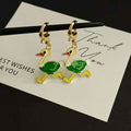 Green Ostrich Figure Charm with Gold Tone Lobster Clasp view 3