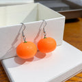 Bright Orange Fruit Three Dimensional Novelty Hook Earrings view 2