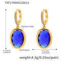 Gold Pave Huggie Oval Czech Glass Drop Earrings Pair view 7