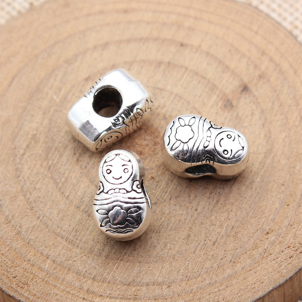 14x9.4x9mm 3.6g Multicolor Zinc Alloy Matryoshka Doll Large Hole Spacer Beads for Handmade Jewelry Making