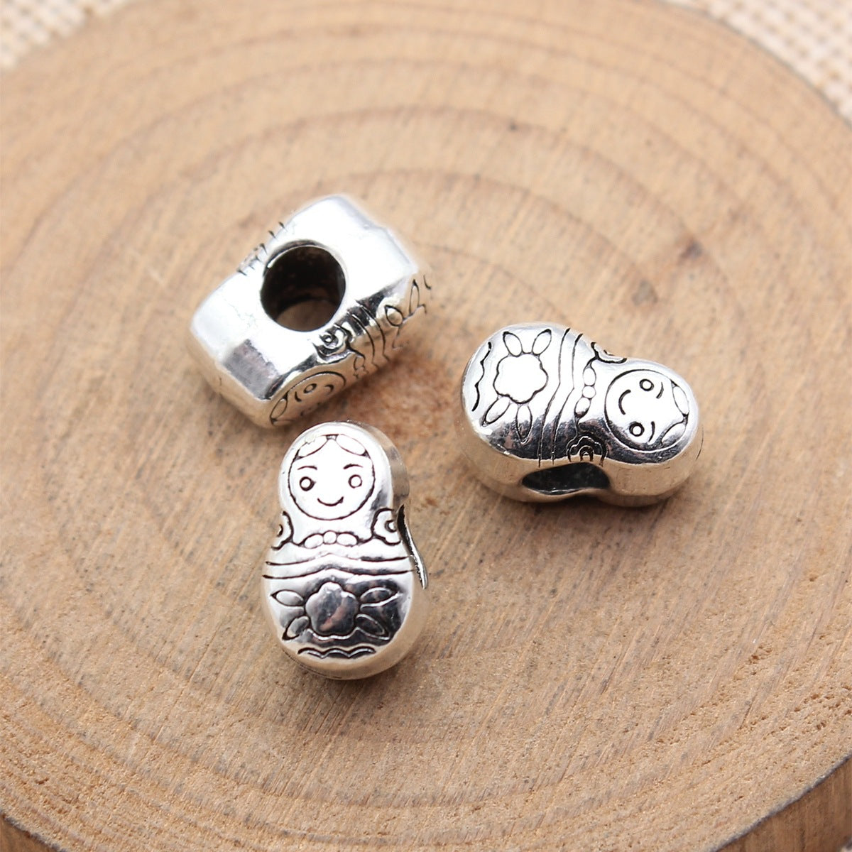 14x9.4x9mm 3.6g Multicolor Zinc Alloy Matryoshka Doll Large Hole Spacer Beads for Handmade Jewelry Making