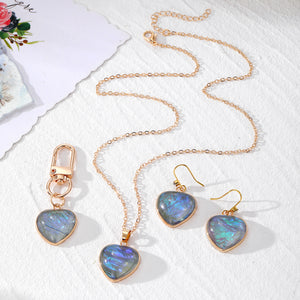 Iridescent Heart Resin Keychain Necklace Earring 3 Styles