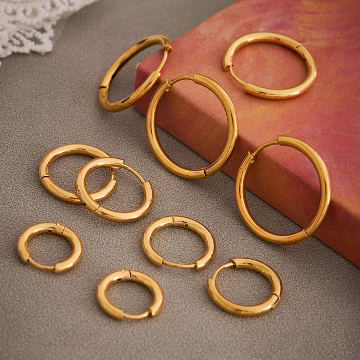 Plain Hoop Earrings in Five Sizes and Three Metal Finishes