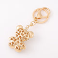 Rhinestone Teddy Bear Keychain Gold Metal Charm Two Styles view 4