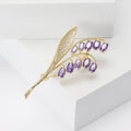 Lily of the Valley Brooch With Purple or Green Crystal Bells view 3