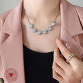 Heart Halo Zirconia Necklace Clear Or Purple Silver Tone view 3