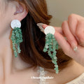Blue And Green Beaded Cascade Stud Earrings With Decorative Details view 4