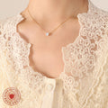 Gold Single Round Zircon Solitaire Pendant Necklace view 3