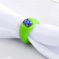 Chunky Resin Statement Rings with Square Crystal Settings in Five Colors view 9