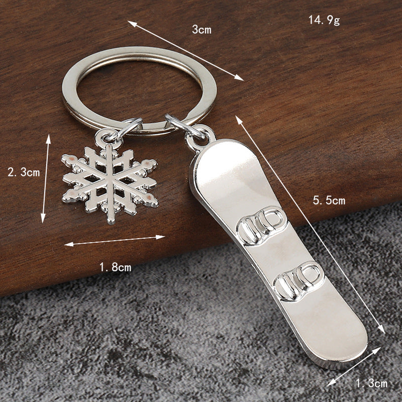 Mini Ski Keychain Zinc Alloy Bag Charm Sports Accessory