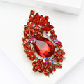 Paisley Crystal Leaf Brooch with Faceted Stones for Jackets and Scarves view 3