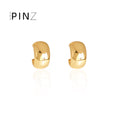 Chunky Thick Open C Shape Half Hoop Stud Earrings Pair view 1