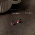 Mini Red Rose Flower Stud Earrings Metallic Finish Pair view 4