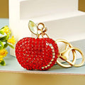 Jeweled Red and Green Apple Keychains with Braided Wrist Loops view 5