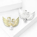 Swan Wing Brooch With White Pearl in Gold or Silver Tone view 3