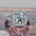 Square White Stone Ring with Triple Row Pavé Shoulders view 3