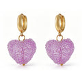 Sparkling Faceted Heart Drop Earrings in Nine Colors view 12