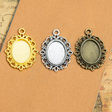 Small Oval Floral Edge Pendant Trays in Three Finishes