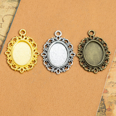 Small Oval Floral Edge Pendant Trays shown in front and back product view