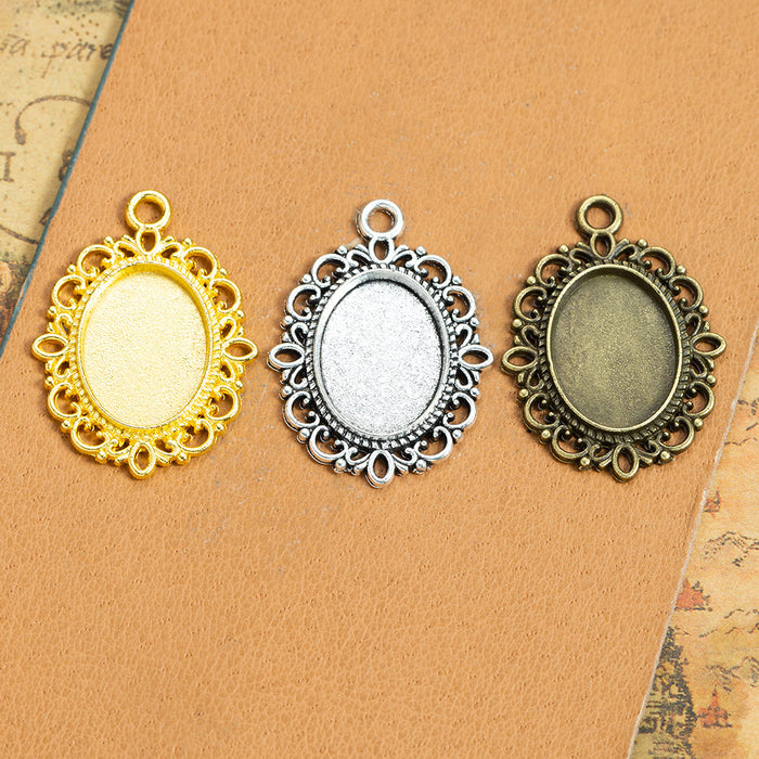 Small Oval Floral Edge Pendant Trays in Three Finishes