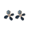 Blue Denim Effect Flower And Hoop Stud Earrings Jewelry view 5
