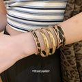 Gold Tone Leopard Print Open Cuff Bangle Set 4 Pieces view 3