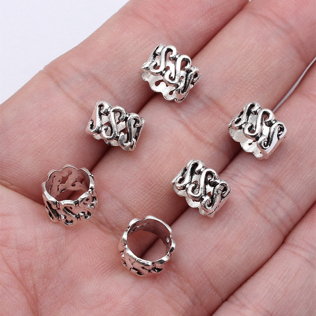 10x10x7mm 0.6g Antique Silver Zinc Alloy S Shape Design Large Hole Beads for Bracelet Making