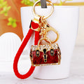 Jeweled Leopard Print Handbag Keychains in Red Blue and Purple view 4