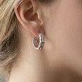 Rippled Textured C Hoop Earrings in Gold and Silver Tone view 3