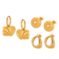Gold Shell Drop Open Teardrop Star Stud Earrings Three Styles view 5