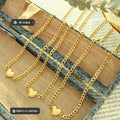 Heart Pendant Cuban Curb Chain Necklace Gold Steel Tone view 3