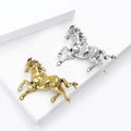 Running Horse Metal Brooch in Detailed Metal and Crystal Design view 2