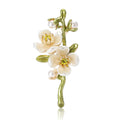 White Double Blossom Branch Brooch With Pearl Buds view 5