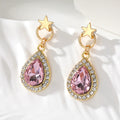 Gold Tone Crystal Teardrop Star Stud Drop Earrings view 4