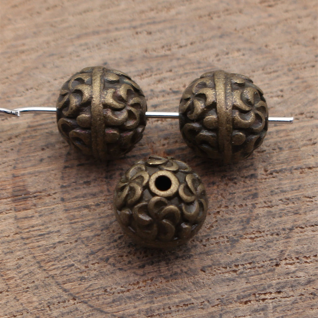 10x10x9.5mm 2.8g Multicolor Zinc Alloy Flower Texture Spacer Beads for DIY Bracelet Necklace Making