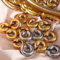 Chunky Open C Shape Ear Cuffs Gold And Steel Metal view 1