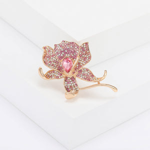 Pink Crystal Rose Brooch A Rose-Gold-Tone Rose Set