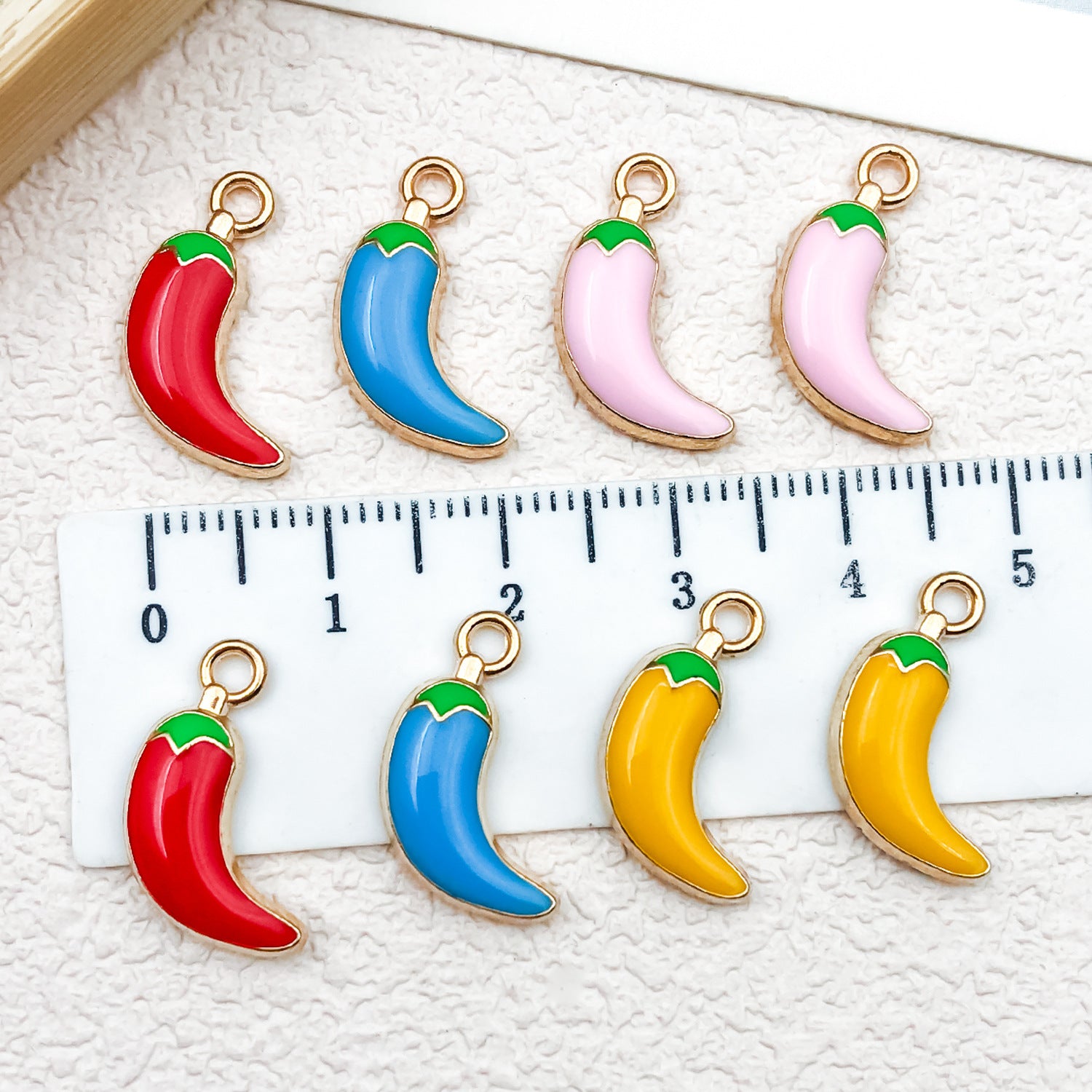 Enamel Zinc Alloy Chili Pepper Charm Pendant for DIY Earrings Necklace and Keychain Jewelry
