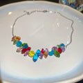 Multicolor Faceted Crystal Bead Stretch Bracelet Silver Necklace view 7