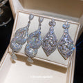 Crystal Openwork Drop Earrings in Two Silver Tone Shapes view 3