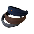 Padded Fabric Wide Ribbed Headband Deep Coffee Brown view 5