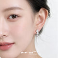 Silver Tone Graduated Triple Rose Cascade Stud Earrings view 2